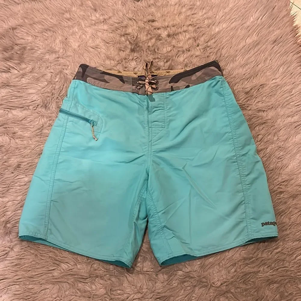 Patagonia men’s teal and gray men’s nylon swimming ‎ trunks